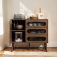 thumbnail image 2 of Hassch 39.3" Small Buffet Sideboard with Door, Storage Cabinet with 3 Drawers, Modern Accent Cabinet, Credenza for Kitchen, Entryway, Dining Room, Living Room, Easy Assembly, Walnut, 2 of 9
