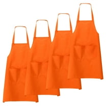 Uxcell 4pcs Bib Apron 70x60cm Unisex Restaurant Kitchen Cooking Aprons, Orange