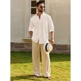 thumbnail image 3 of sogami Men's Cotton Linen Shirt Casual Long Sleeve Button Down Shirt, 3 of 6