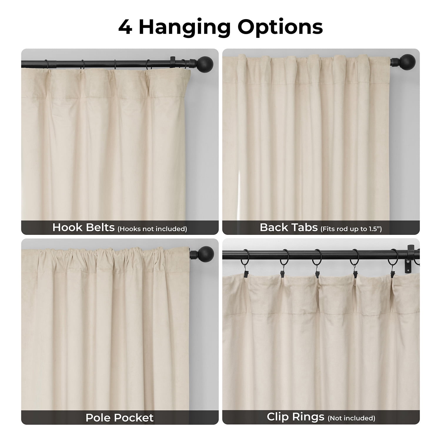 Half Price Drapes Alabaster Beige Signature Velvet Blackout Curtains for Bedroom(1 Panel), 50WX 84L