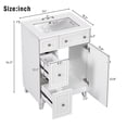 thumbnail image 6 of 24-Inch Bathroom Vanity with Ceramic Sink, Modern Freestanding Single Bathroom Cabinet with 6 Drawers & 2 Cabinets for Bathroom, Soft Closing and Solid Wood Frame, White, 6 of 7