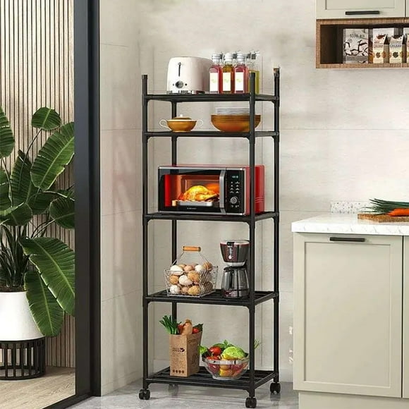 HueMaison 5 Tier Metal Storage Rack Shelf, Standing Storage Shelving Units for Kitchen Laundry Pantry