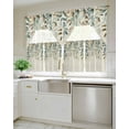 thumbnail image 4 of Green Brown Botanical Swag Valance and Tier Curtains 36'' Length Set, Farmhouse Eucalyptus Leaves Rustic Light Filtering Kitchen Curtains, Tier Curtain Valances for Bathroom/Living Room/Bedroom/Café, 4 of 6