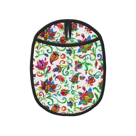 

Qekee Paisley Pattern Silicone Pot Holders Oven Mitts Heat Resistant Hot Pads Non Slip Pot Holder Towel Cloth Interior Lining