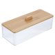thumbnail image 1 of Caja de pañuelos transparente de escritorio, soporte para servilletas de acrílico para banquetes con tapa de bambú, 1 of 8