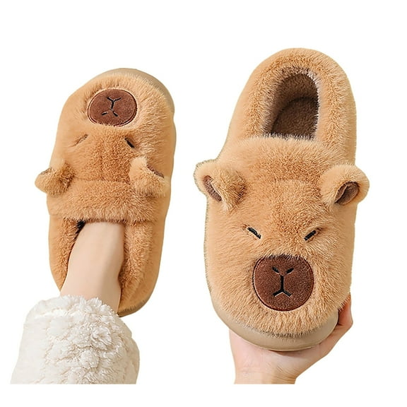 Cozy Capybara Slippers Indoor Winter Footwear With Durable Sole Shoes Coffee,43