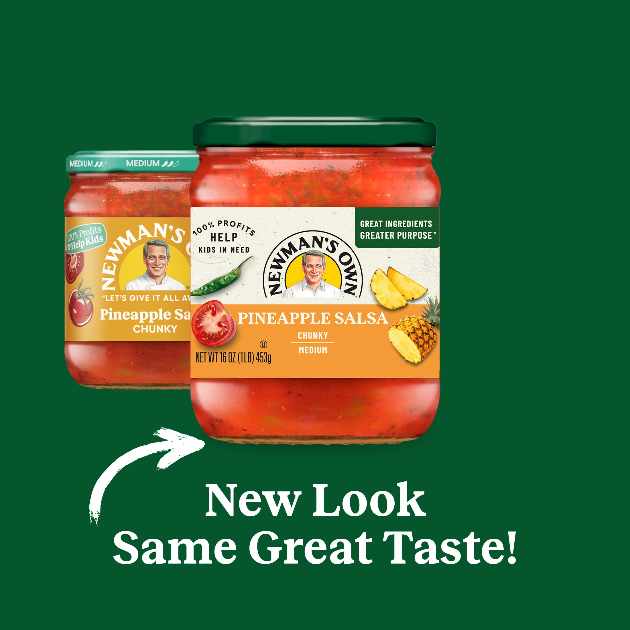 (4 pack) Newman's Own Chunky Medium Pineapple Salsa, 16 oz
