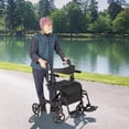 thumbnail image 2 of Giantex Déambulateur à Roulettes Pliant 2 en 1, Fauteuil Roulant Portable avec Hauteur Réglable, Noir, 2 of 6