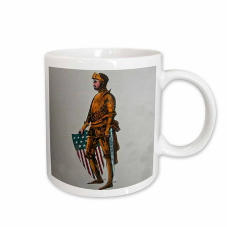 

3dRose Vintage Patriotic Knight with U.S. Flag Shield Ceramic Mug 15-ounce