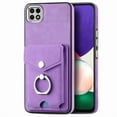 thumbnail image 2 of Nalacover Wallet Case for Samsung A22 5G, Premium Leather Case with Card Holder, 360°Rotation Ring Kickstand, RFID Blocking Protective Magnetic Back Clsoure Case for Samsung Galaxy A22 5G, Purple, 2 of 13