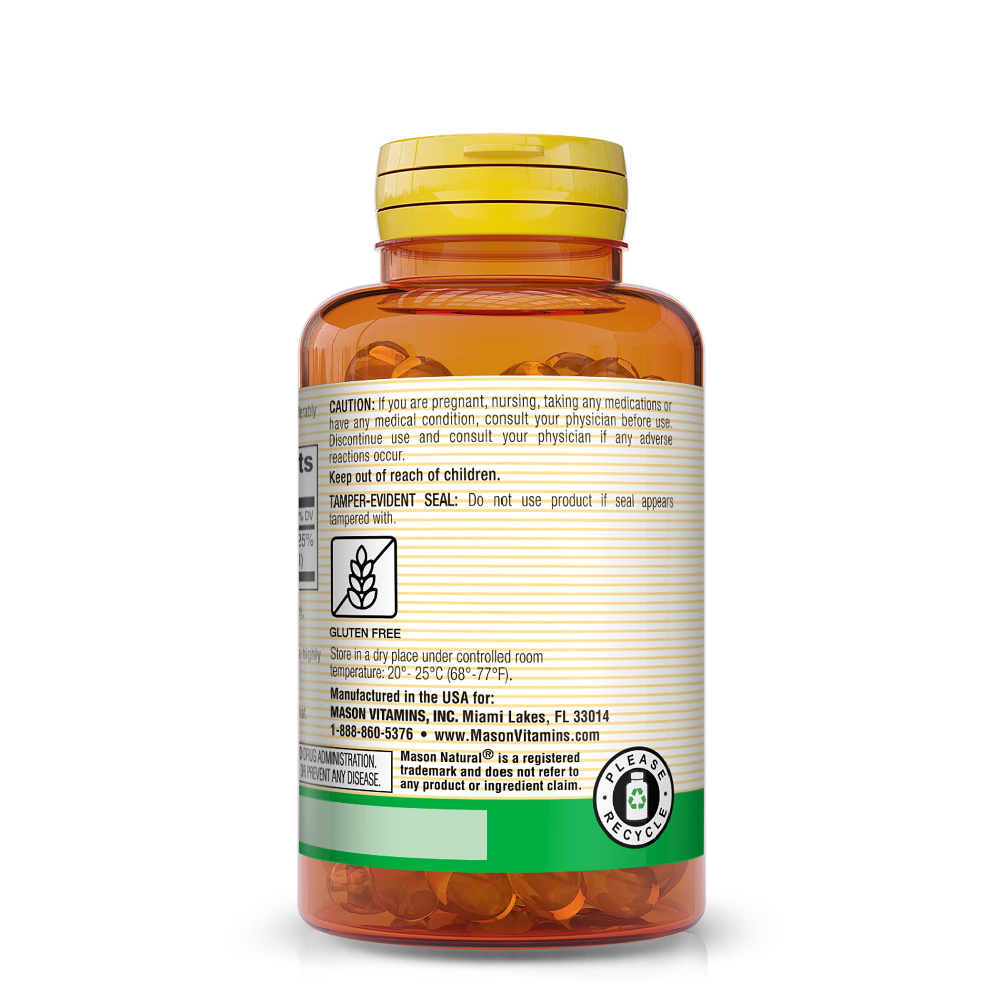(5 pack) Mason Natural Vitamin D3 - Strengthens Bones and Muscles, 60 Softgels, 60 Count