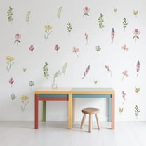 Lockways Flowers Wall Decals Stickers Removable Stick Colorful Dragonflies Floral Wall Murals Decor for Bedroom Living Room