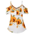 thumbnail image 4 of DYMADE Femmes Imprimé Tournesol Spaghetti Sangle Épaule Froide Top Chemise, 4 of 4
