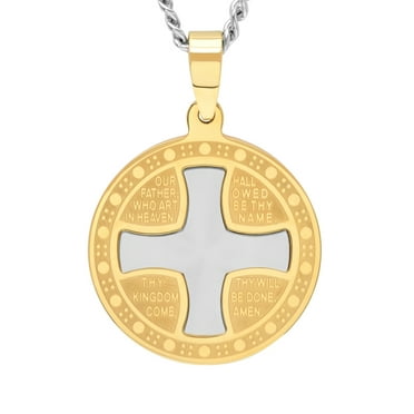 Lord's Prayer Medallion Chain with Cross