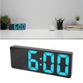 thumbnail image 3 of <p>LED Mirror Clock, Blue Number Sound Activated Small USB Battery Powered Power Saving Digital Alarm Clock With Temp Display For Office</p>, 3 of 5