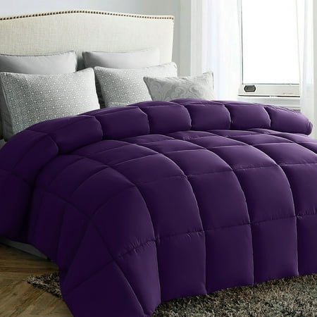 JUSTLET Luxury Solid Down Alternative Machine Washable Purple Comforters King