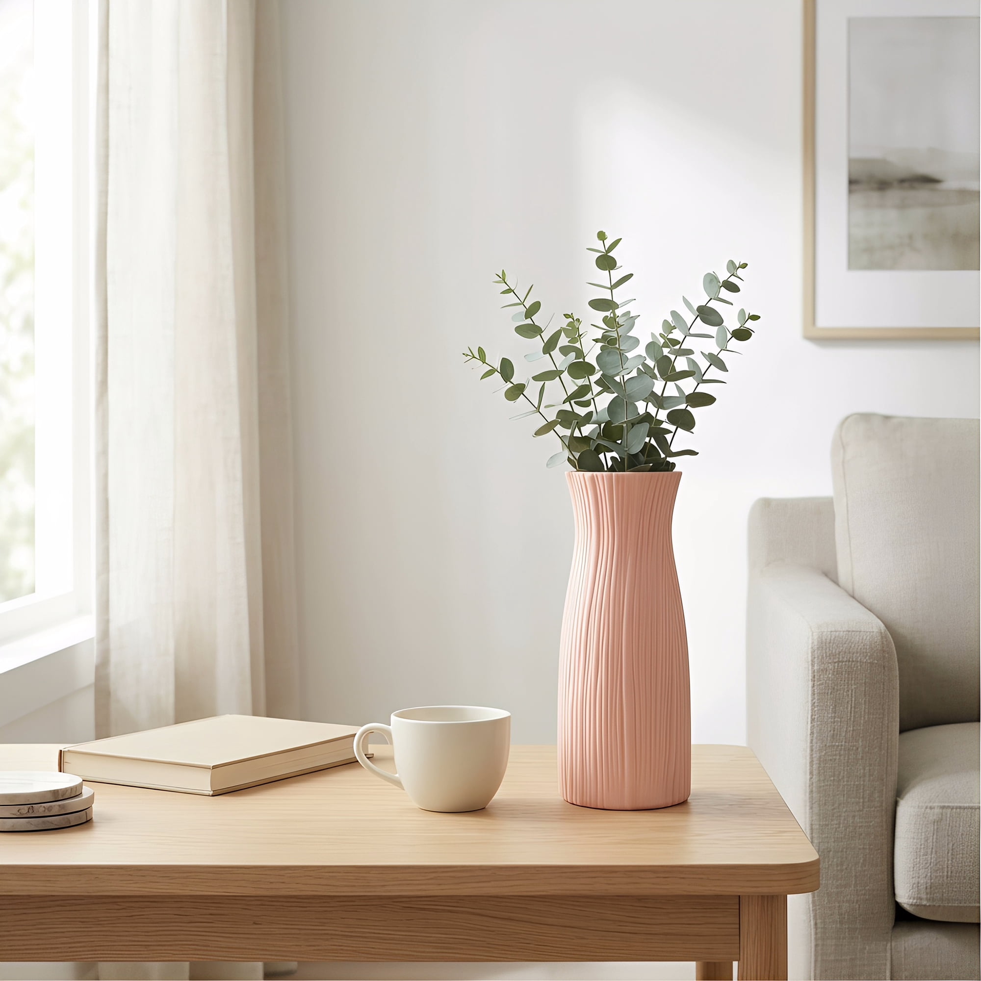 Unique Bargains Unbreakable Plastic Minimalist Geometric Vase Pink 3.5" x 3.5" x 9.4"