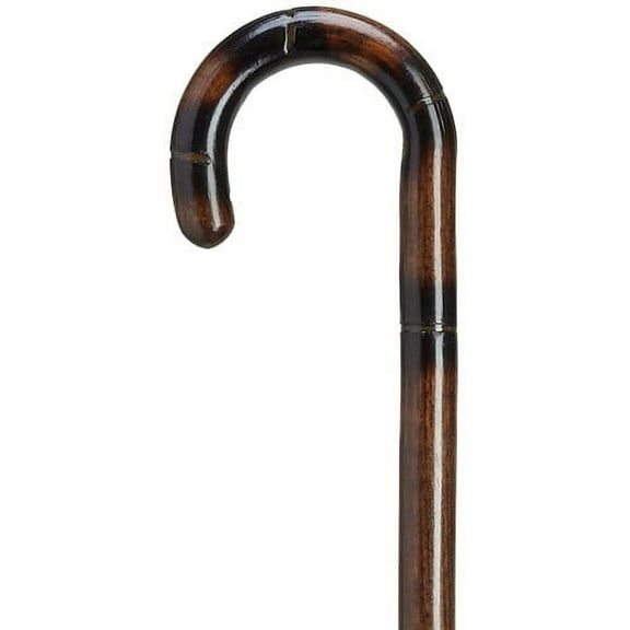 Walking Cane Lady's Stylish Round Nose Crook Handle Cane Stepped and Scorched Walnut Stain