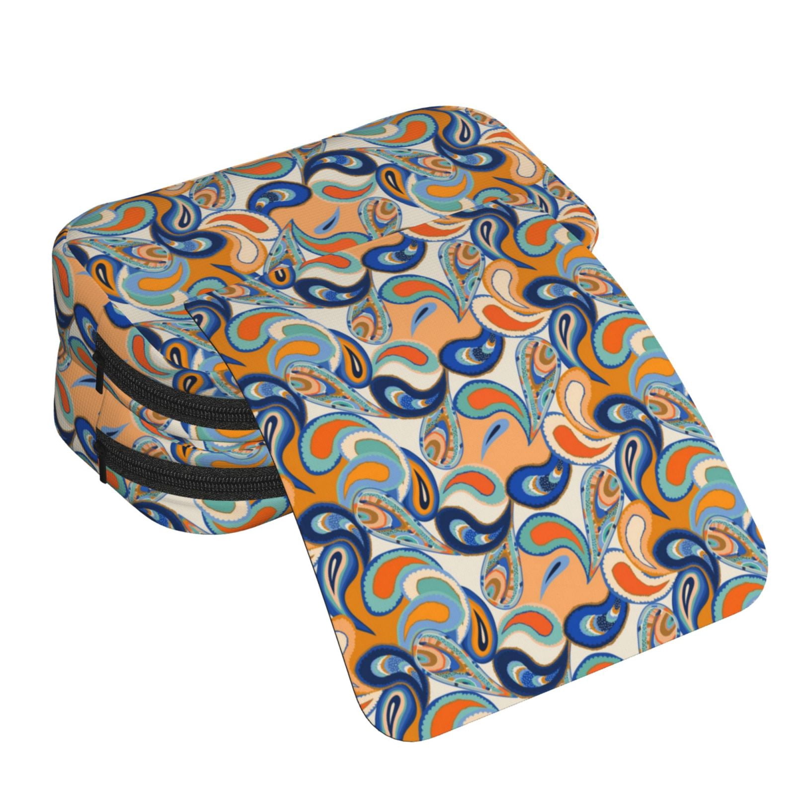 Rateoe Fashionable Paisley Pattern Double Clamshell Pen Case, Storage Organizer with Two Zipper Compartments– Holds Up to 50 Pencils & Pens