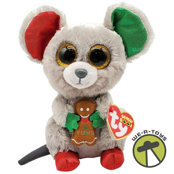 Ty Inc. Beanie Boo Plush Stuffed Animal Mac the Christmas Mouse 6"