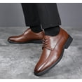 thumbnail image 4 of kkdom Men's Leather Formal Dress Oxfords Lace Up Shoes Wedding Brown Size 8, 4 of 7
