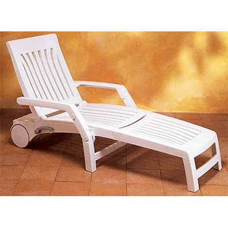 Nettuno 5-Position Folding Commercial Chaise Lounge Chair, White