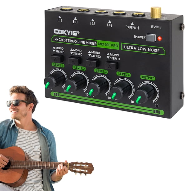 Mezclador Audio Pequeño Línea Estéreo Ruido Ultrabajo 4 Canales para Submezcla