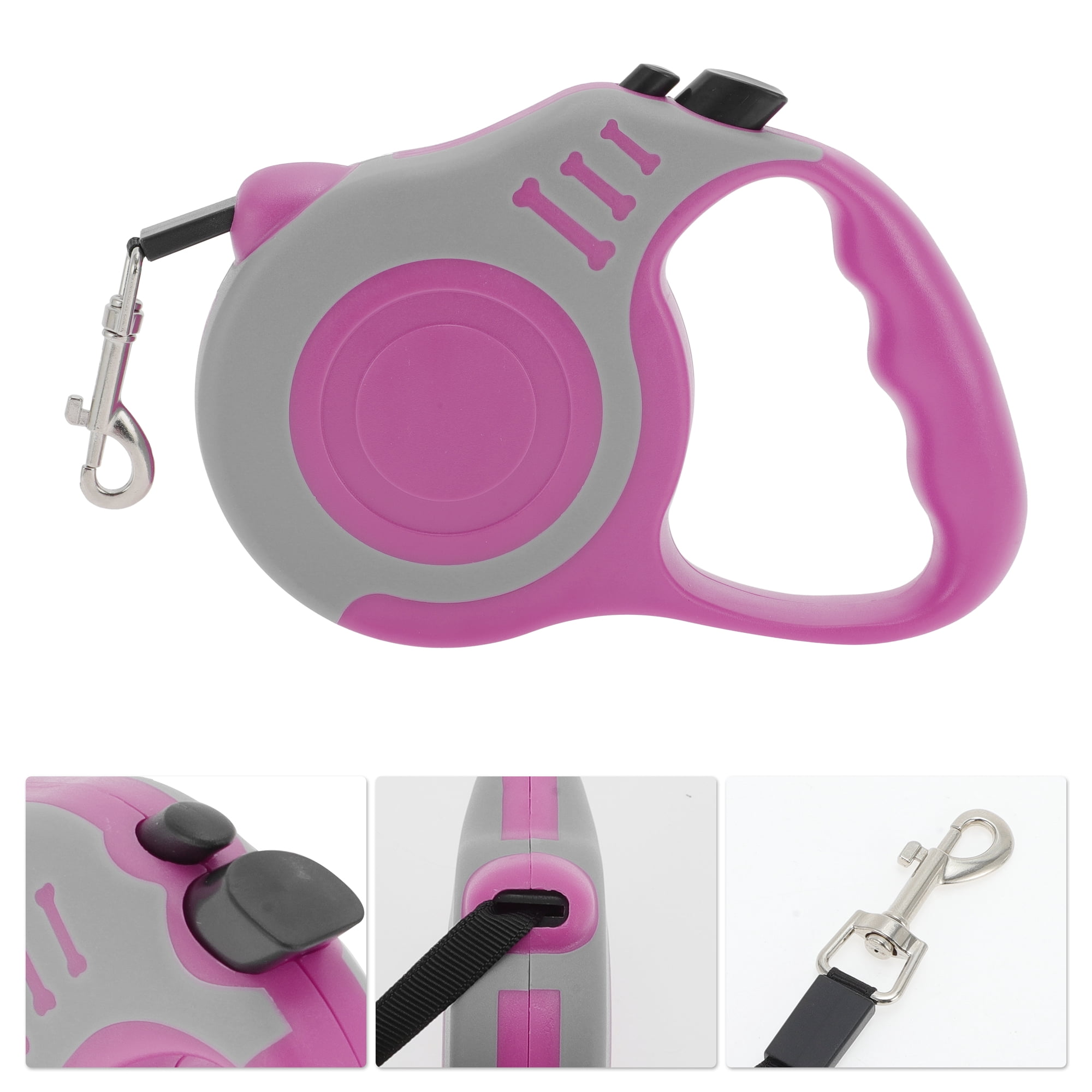 Unique Bargains Retractable Pet Leash Dog Leash Rose Red, Gray 196.85"