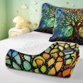 thumbnail image 4 of Homewish Bohemian Nature Tree Bed Spread Queen,Colorful Boho Glass Queen Coverlet Set,Navy Yellow,Black Reversible,3-Piece, 4 of 7