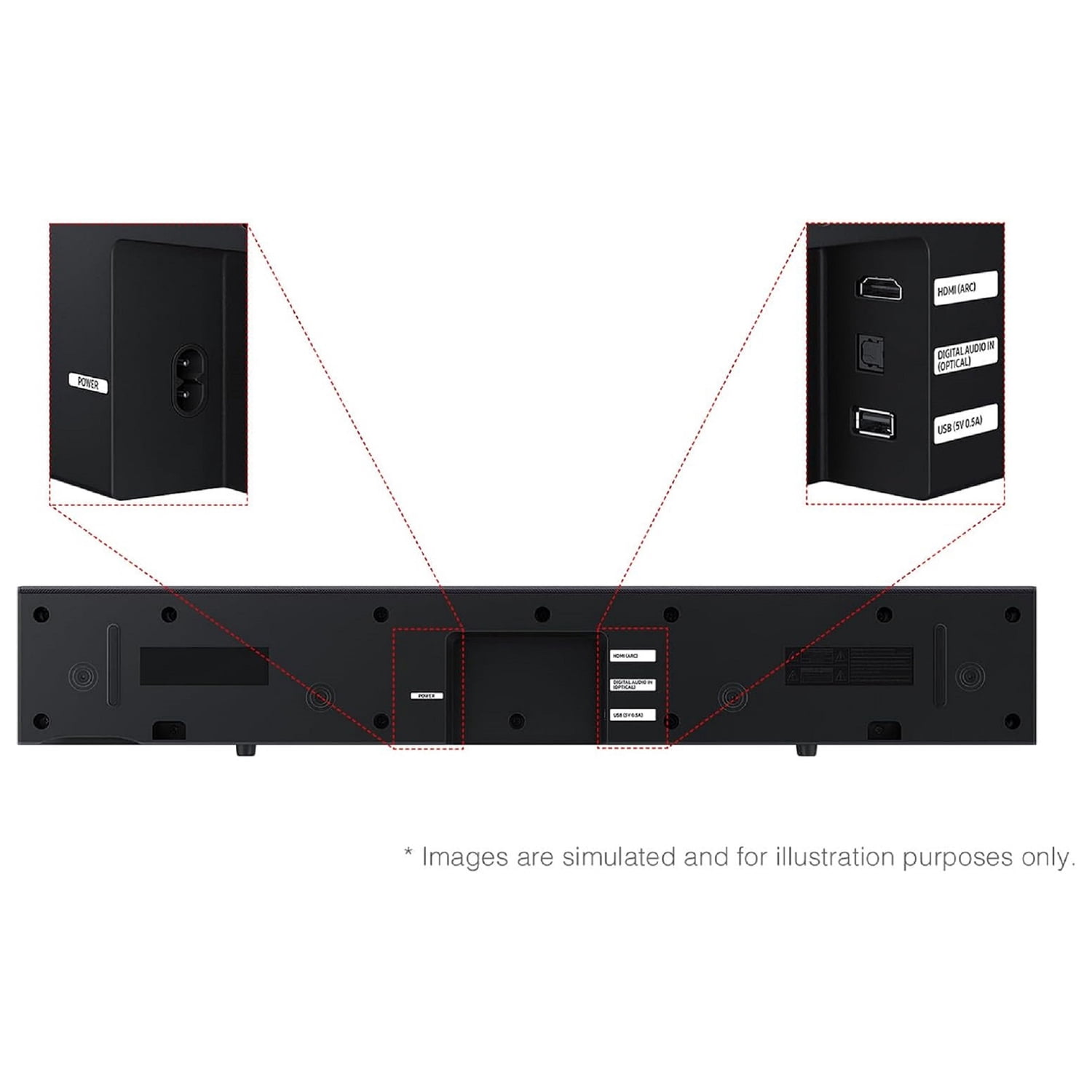 Samsung 2.0-Channel 40-Watt 25.23-In. Sound Bar with Built-in Subwoofer, Surround Sound Expansion, HDMI, Remote, Bluetooth TV Pairing, HW-B400F