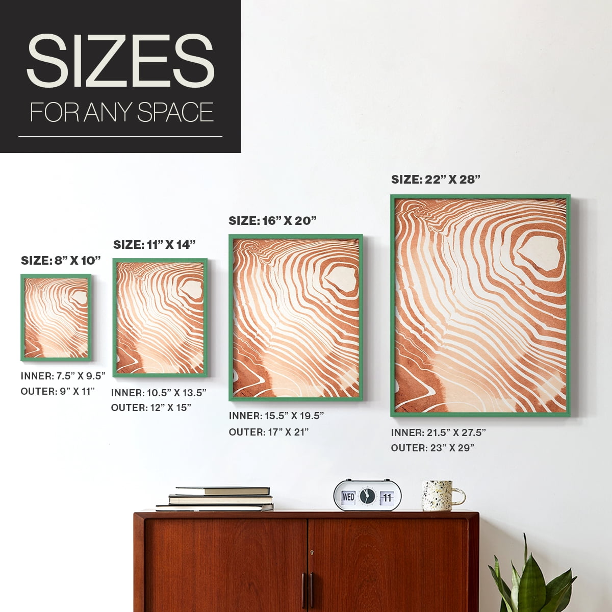 Wood Grain Suminagashi II Framed Print - Solid Wood in Single Picture Frame Solid Wood 2 Framed Print