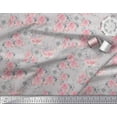 thumbnail image 2 of Soimoi Gray Cotton Duck Fabric Leaves & Rose Floral Printed Craft Fabric by the Yard 44 Inch Wide, 2 of 3