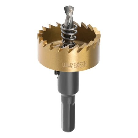 

Uxcell 32mm HSS Hole Saw Drill Bit Opener Titanium Plated for Stainless Steel Metal