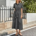 thumbnail image 4 of LOVZFMLL Robes d'Été pour Femmes 2025 à Rayures à Manches Courtes à Nouer devant Maxi Robe-Chemise Vêtements pour Femmes pour le Travail Décontracté Quotidien Noir G, 4 of 8
