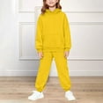 thumbnail image 5 of UACY Girls Boys Athletic Matching Sets Sweatsuit 2 Piece Tracksuit Jogging Suits Hooded Sweatshirt and Jogger Sweatpants Sweat Set (Yellow, 15-16 Years), 5 of 9