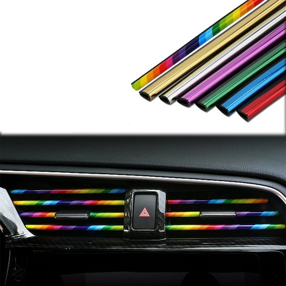 Visland 10Pcs PVC Car Air Conditioner Vent Outlet Trim Strip DIY Decoration U Shape Moulding Trim Strip Line Car Shiny Accessories Car Vent Strips (More Color Can Choose)