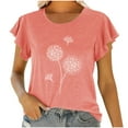 thumbnail image 1 of Birdeem Fashion Women Round Neck Short Sleeve Ruffle Printing T-Shirt Tops Summer Blouse, 1 of 7