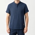 thumbnail image 4 of successthop Collarless Shirts for Men Short Sleeve T Shirt with Button Mock Neck Top Breathable Vacation Clothes 3XL, 4 of 5