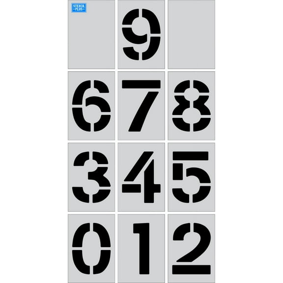 10" Number Stencil Kits Parking Lot stencil Pavement Marking stencil Size: .060, # Of Pieces: 12