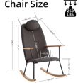 thumbnail image 2 of BISHE Modern Adjustable Headrest Pillow Rocking Chair,Upholstered Glider Rocker Chairs with High Backrest,with Armrests,Living Room,Bedroom,Balcony,Easy to Assemble,Dark Grey, 2 of 10
