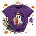 thumbnail image 6 of JOANKDMI Witch Ghost Halloween Shirts for Women Short Sleeve Pumpkin Spice Latte Graphic Tees Casual Fall Autumn Crewneck T-Shirt Novelty Holiday Party Tops, 6 of 6