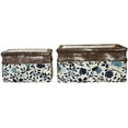 thumbnail image 1 of Old World Ceramic Blue and White Asian Floral Rectangle planters or Garden pots (Set of 2 Different Sized Rectangle 8.8 inches and 6.5 inches Wide), 1 of 4