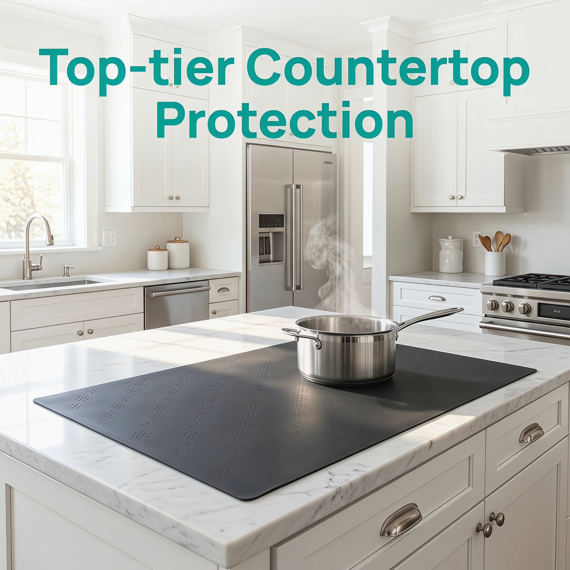 Unique Bargains Silicone Heat Resistant Countertop Protector Pad Mat Black 35.4"x23.6"