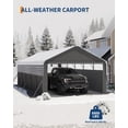 thumbnail image 5 of 12'X24'X9' Metal Carport, Enclosed Car Ports with Heavy Duty Steel Frame and 220 g Tarp, All-Weather Carport for Full-Size Pickup Trucks, Bass Boats, and Tractors, 5 of 6