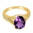 thumbnail image 5 of Mauli Jewels Rings for Women 2.46 Carat Oval Cut Amethyst and Diamond Antique Ring 4-Prong 10K Yellow Gold, 5 of 6