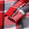 thumbnail image 4 of JHHLSF Women Plaid Shacket Jacket Long Flannel Shirt Lapel Button Down Blouses Tops Tartan Trench Fall Coat with Pockets Red,S, 4 of 7