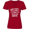 thumbnail image 3 of Inktastic Brave Smart Loyal Kind Fun Loved All of the Above Women's V-Neck T-Shirt, 3 of 5