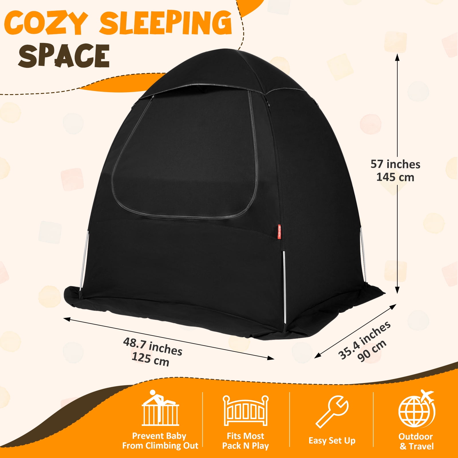 ZTOO Breathable Net Sleep Shade Cover Crib Blackout Cover Stretchable  Breathable Crib Canopy Cover Portable Baby Bed Blackout Tent Safety Compact