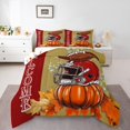 thumbnail image 1 of YST Ensemble de Douillette de Football, Ensemble de Literie « Happy Fall Y'all » Grand Lit pour Enfants Garçons Filles, Couette Réversible de l'Action de Grâce, Courtepointe Citrouille Érable avec 2 Taies d'Oreiller Légère, 1 of 4