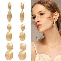 DESIGNICE 3 Pairs Statement Earrings for Women,Alloy Plating Geometric Teardrop Chunky Earrings,Gold Earrings for Women for Women Fashion Jewelry Gift,Style6